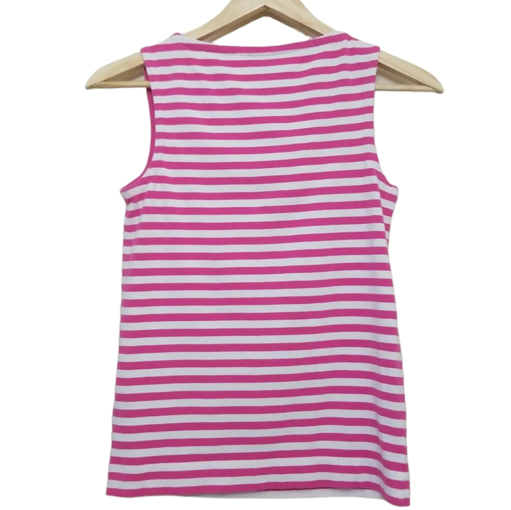 Kate Spade Pink White Striped Bow Tank Small